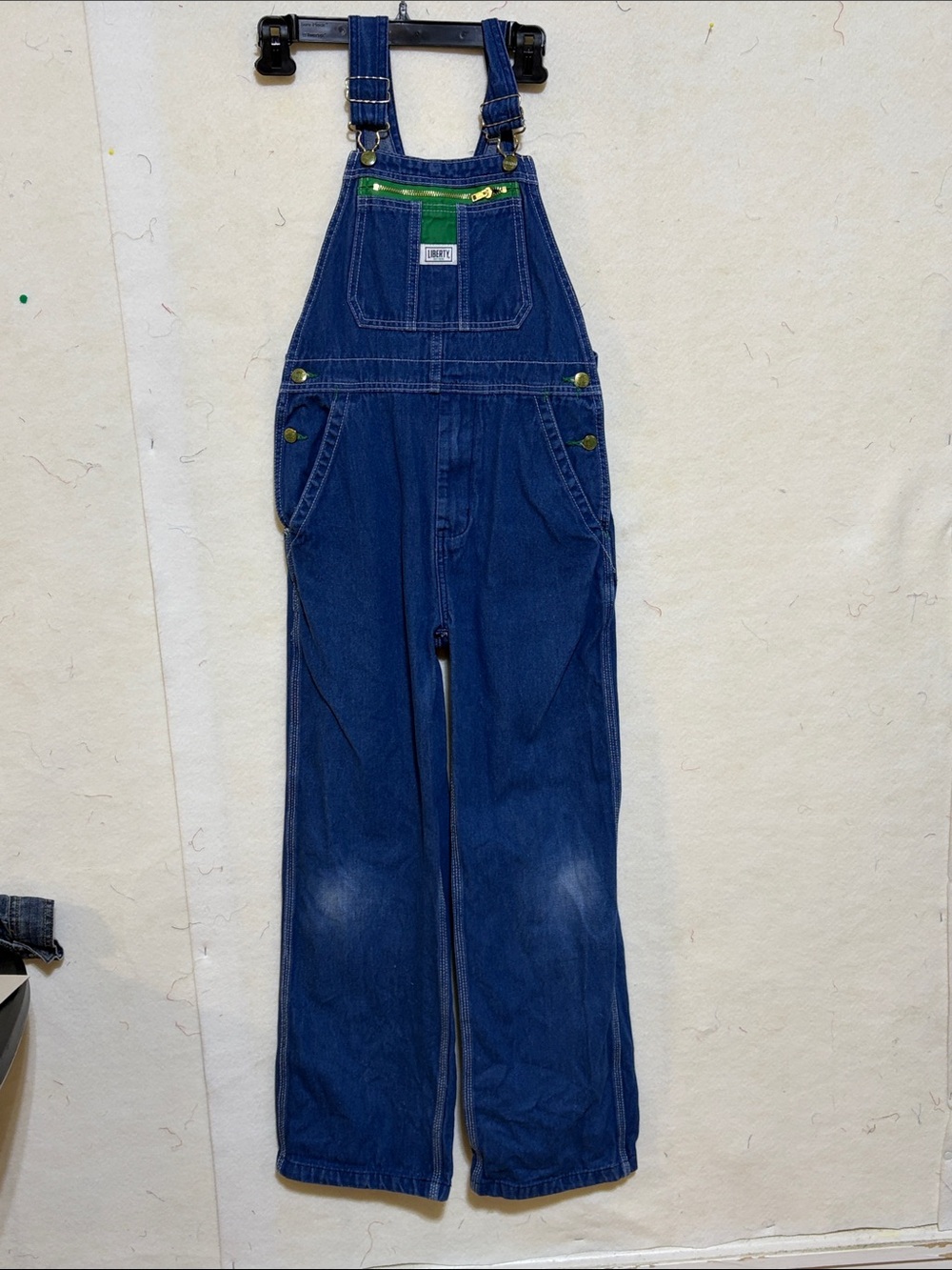 liberty Denim Overalls with Green Trim